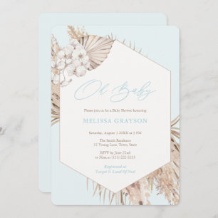 Invitation Boho Pampas Grass séché Palms Baby shower garçon