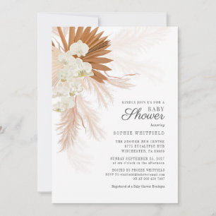 Invitation Boho Pampas Grass Tan Baby shower Floral