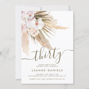 Invitation Boho Pampas Grass Trente Anniversaire