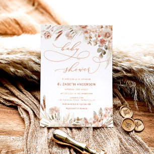 Invitation Boho Pampas Herbe Baby shower neutre genre