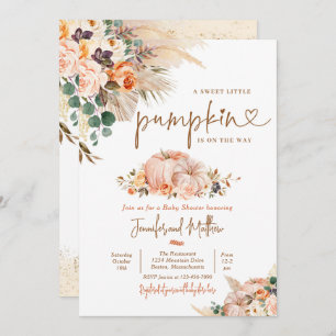 Invitation Boho Pampas Herbe Chute Floral Citrouille Baby sho