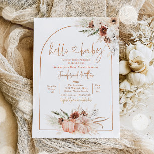 Invitation Boho Pampas Herbe Chute Floral Citrouille Baby sho