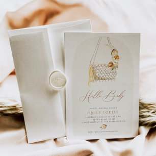 Invitation Boho Pampas Herbe Genre Neutre Bonjour Baby shower