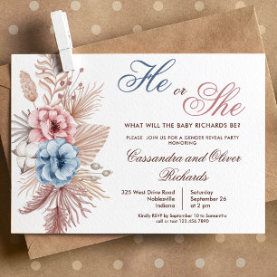 Invitation Boho Pampas Herbe Sexe Révéler