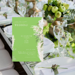 Invitation Boho Pampas Lime Vert Blanc Hydrangea Mariage