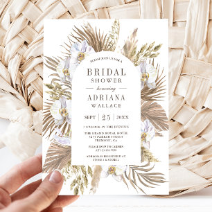 Invitation Boho Pampas Orchidée Blanche Palmier Séché Baby Sh