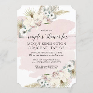 Invitation Boho Pampas Orchidée de Herbe Floral Couples Douch