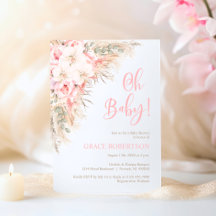 Boho Pampas Orchidées Peonies Girl Oh Baby shower