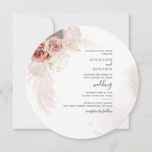 Invitation Boho Pampas Palmiers séchés Grass Mariage en terre