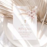 Invitation Boho Pampas Rose Girl Floral Baptism Christening<br><div class="desc">Une jolie invitation florale boho pour vos petites filles Baptême ou Christening. Doté de fleurs roses et de pampas,  la palme séchée à l'herbe.</div>