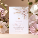 Invitation Boho Pampas Rose Girl Floral Baptism Christening<br><div class="desc">Une jolie invitation florale boho pour vos petites filles Baptême ou Christening. Doté de fleurs roses et de pampas,  la palme séchée à l'herbe.</div>
