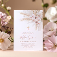 Boho Pampas Rose Girl Floral Baptism Christening