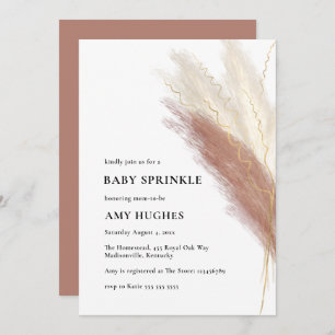 Invitation Boho Pampas Rose or Grass Baby Girl Sprinkl