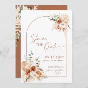 Invitation Boho Pampas Terracotta Rust Enregistrer La Date LE