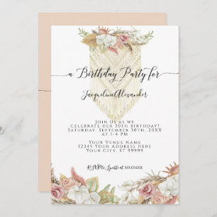Invitation Boho Pampas Tropical Grass Floral fête d'anniversa