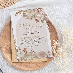 Invitation Boho Pampass Arche en Herbe Chute en Amour Fête de