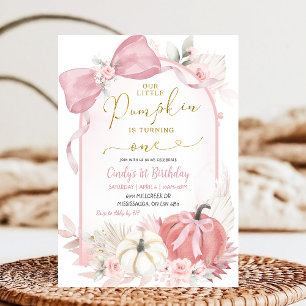 Invitation Boho Pampass Floral Citrouille est un premier anni