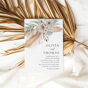 Invitation Boho Pampass & Floral Watercolor Mariage