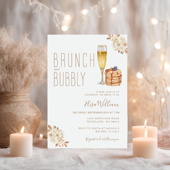 Invitation Boho Pancake Brunch et Fête des mariées Bubbly (Créateur téléchargé)