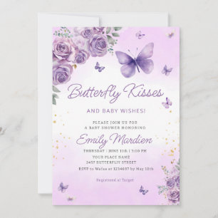 Invitation Boho papillon pourpre Floral Baby Girl Baby shower