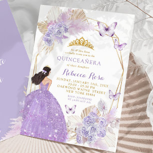 Invitation Boho papillon violet Mexicaine Princesse Quinceañe