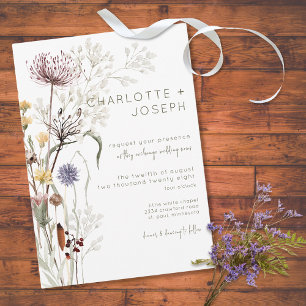 Invitation Boho Pastel Fleur sauvage Moderne Floral Mariage