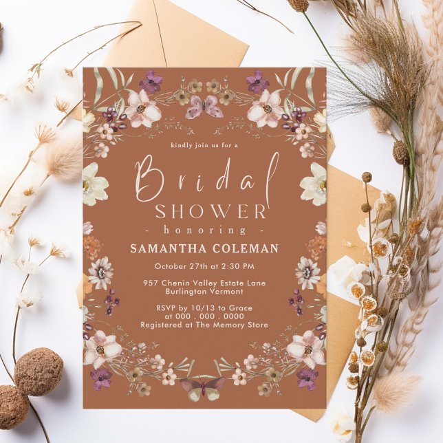 Invitation Boho Pastel Fleur sauvage Terracotta Fête des mari (Créateur téléchargé)