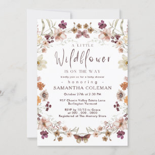 Invitation Boho Pastel Fleur sauvage thème Baby shower modern