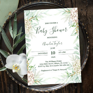 Invitation Boho Pastel Floral Genre Baby shower neutre