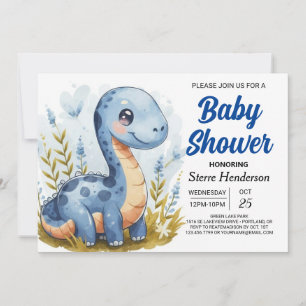 Invitation Boho Pastel Imprimable Baby shower Dinosaur Boy