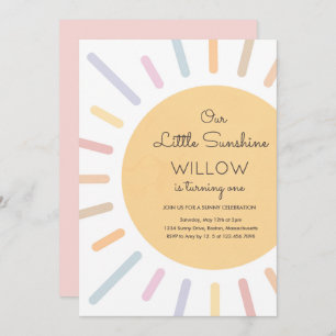 Invitation Boho Pastel Our Little Sunshine Birthday Party