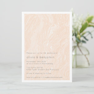 Invitation Boho Peach Blush Marble Mariage moderne