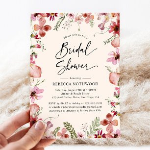 Invitation Boho Peach Florals Fête des mariées botanique
