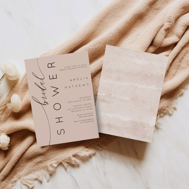 Invitation Boho Peachy Pink Simple Bridal Shower (Créateur téléchargé)