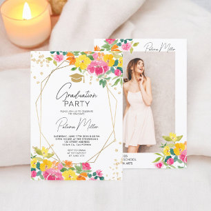 Invitation Boho Peint à la main Fleur sauvage Floral Graduati