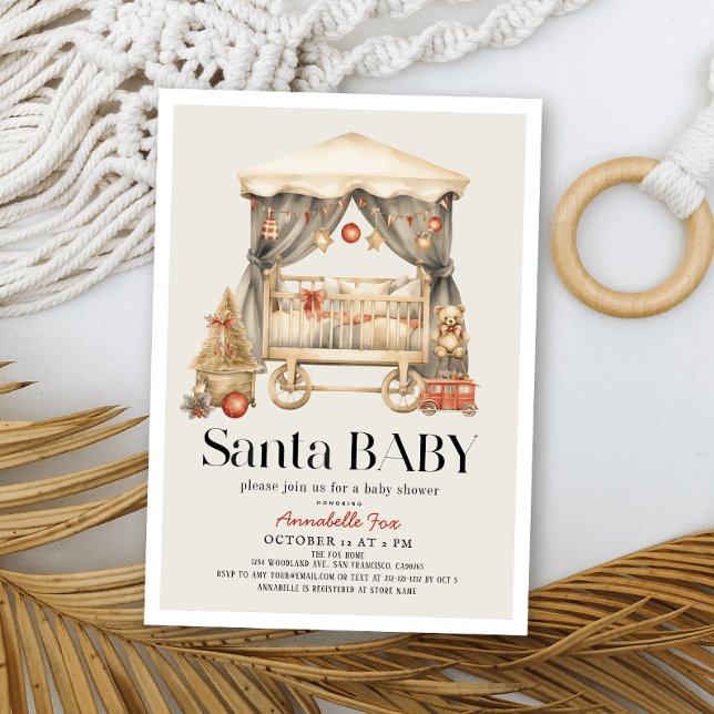 Invitation Boho Père Noël Baby Christmas Baby shower bébé de  (Créateur téléchargé)