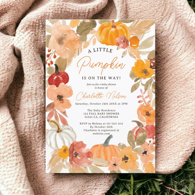 Invitation Boho Petit citrouille baby shower d'automne (Warm Boho Little pumpkin fall baby shower Invitation)