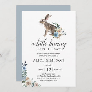 Invitation Boho Petit Lapin Poussière Baby shower De Fleurs B