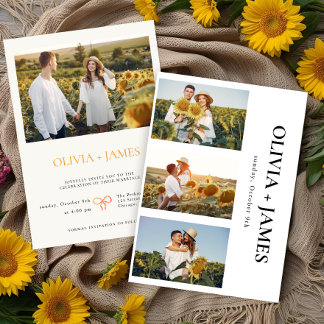 Invitation Boho Photo Collage Elégant mariage d'été