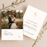 Invitation Boho Photo Wedding | Chic minimaliste m<br><div class="desc">Capturez l'élégance boho avec notre invitation Boho Photo Wedding | Chic minimaliste Moderne. Doté d'une photo boho et d'un monogramme doré,  ce design est parfait pour les mariages romantiques.</div>
