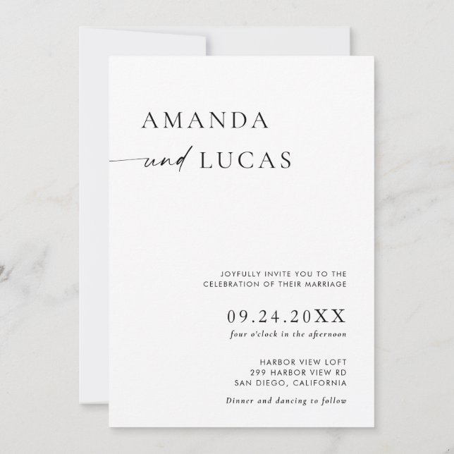 Invitation Boho Photo Wedding | Minimaliste allema (Dos)