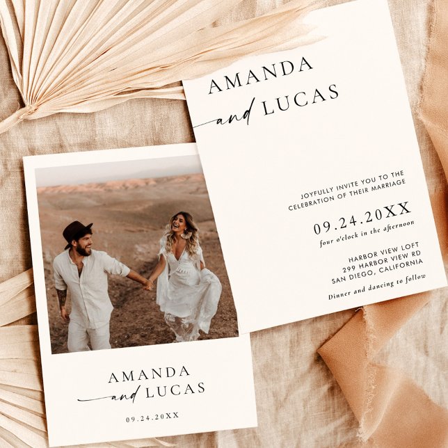 Invitation Boho Photo Wedding | Minimaliste modern (Créateur téléchargé)