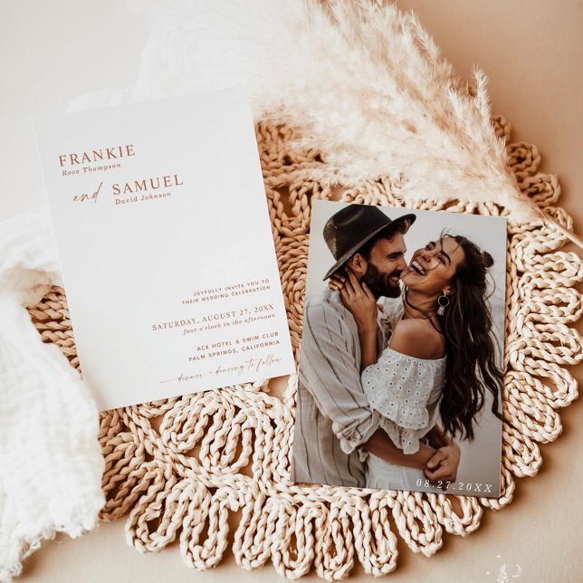 Invitation Boho Photo Wedding, Minimaliste Moderne (Créateur téléchargé)