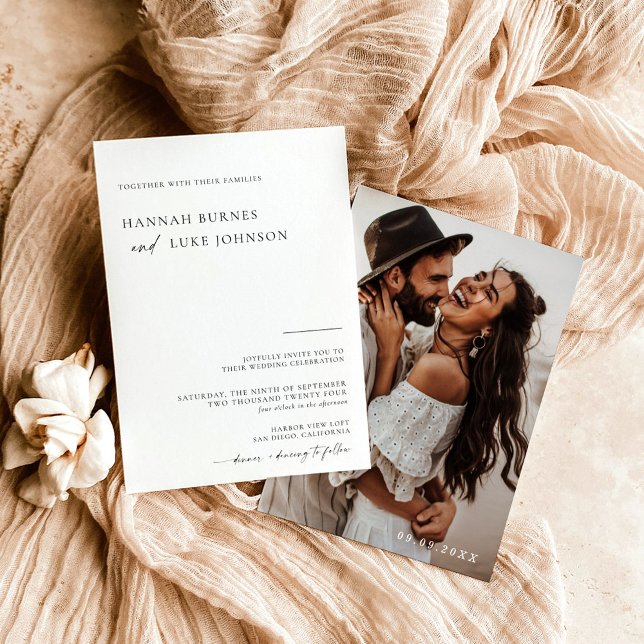 Invitation Boho Photo Wedding, Minimaliste Moderne (Créateur téléchargé)