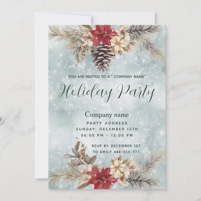 Invitation Boho Pine branche cone fête entreprise (Devant)