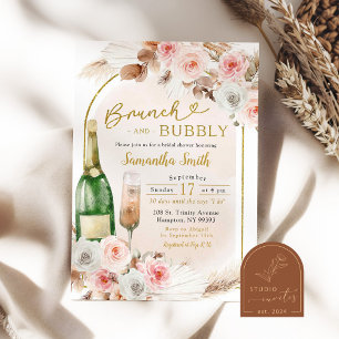 Invitation Boho Pink Brunch et Bubbly Fête des mariées