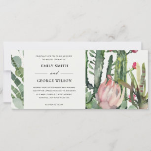 INVITATION BOHO PINK FLORAL CACTI FAUNA MARIAGE DE COULEUR D'
