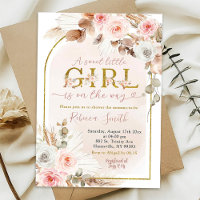 Boho Pink Girl Pampas Baby shower d'automne en her