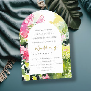 Invitation Boho Pink Green Bougainvillea Mariage