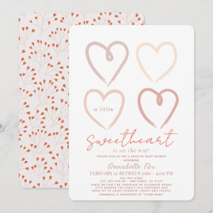 Invitation Boho Pink Hearts Chéri Baby shower Drive by